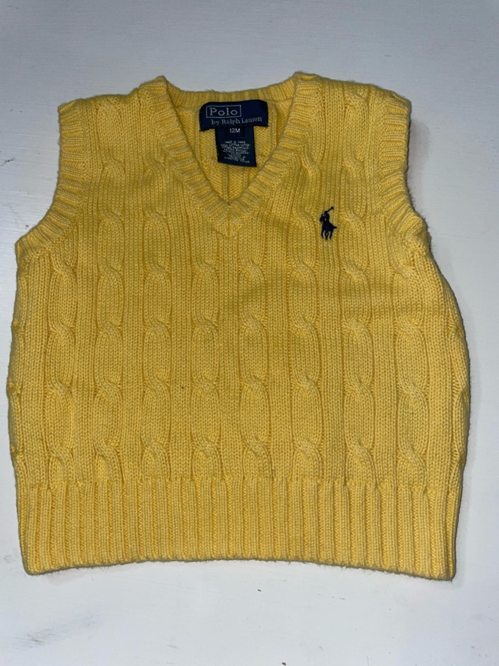 Polo Ralph Lauren yellow cable knit vest 12 months